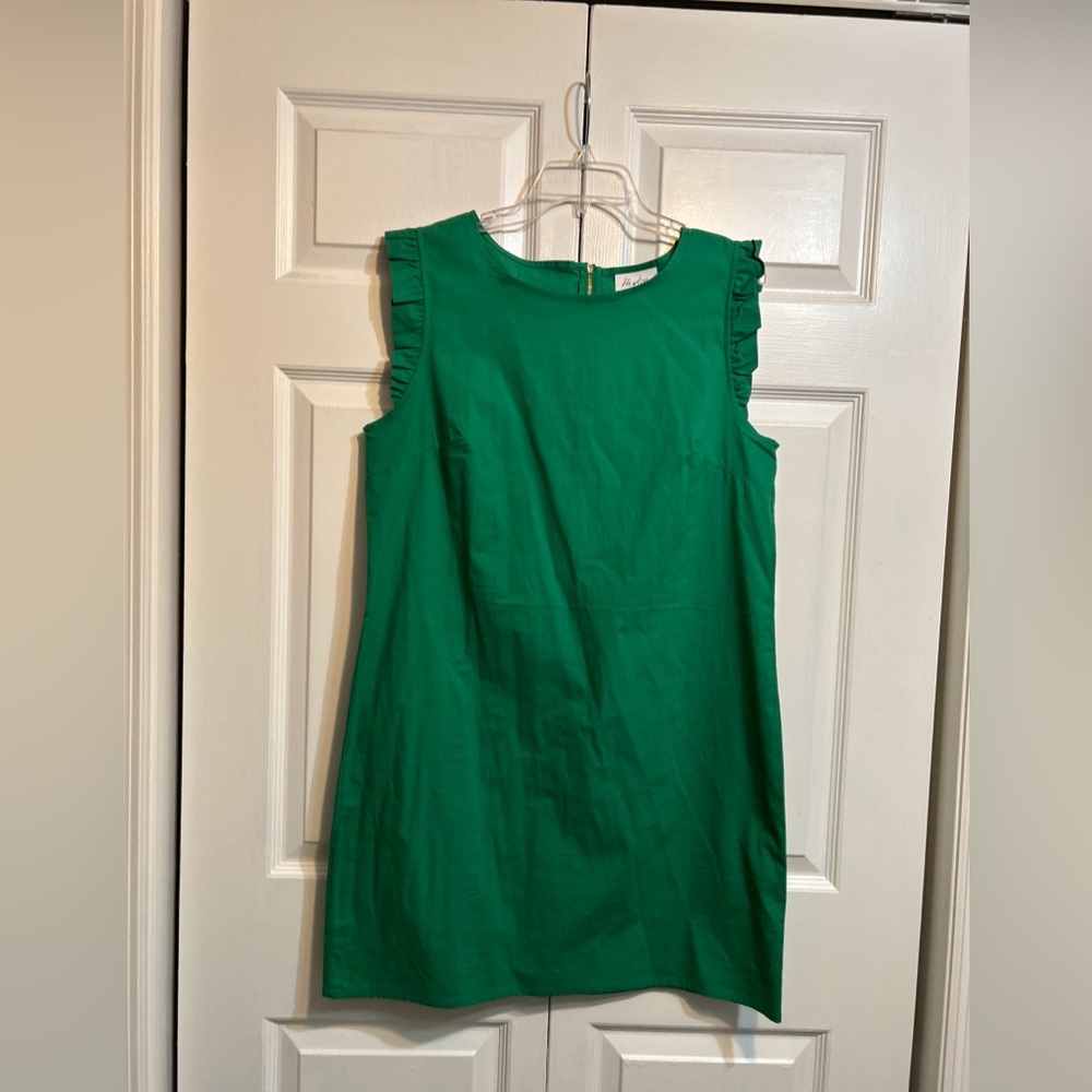 NWT Heyton Shift Dress Size 12 Green Short Ruffle Sleeves